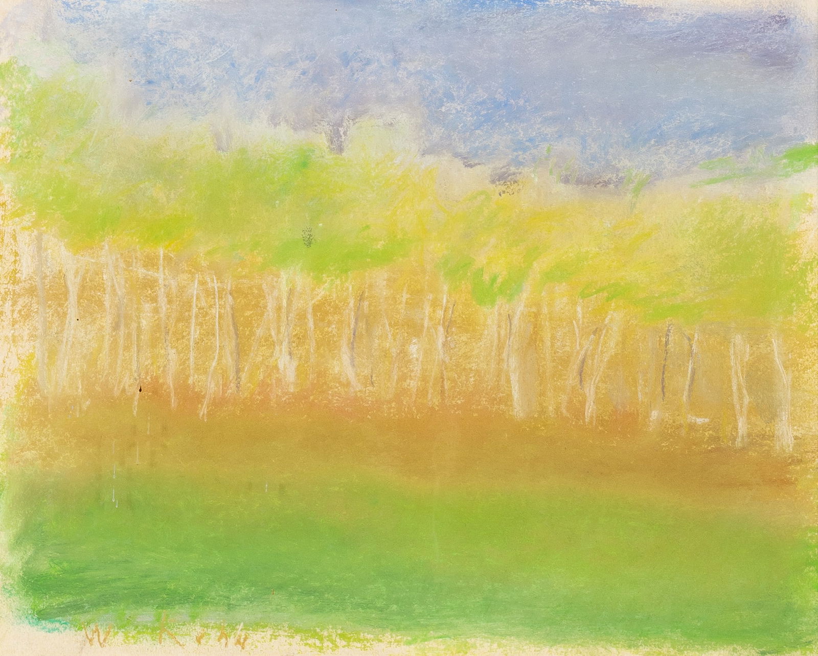 Wolf Kahn: American, 1927-2020Avenue with White Trunks, 2007Signed W Kahn (ll)Pastel on paper11 x 14 inches (28 x 35.6 cm)Provenance:Ameringer/Yohe Fine Art, New YorkMorrison Gallery, Kent, CT
