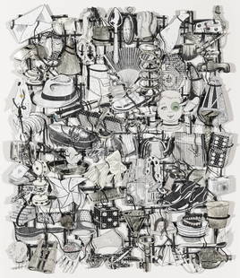 Jane Hammond: American, b. 1950Loose Tapestry of Daily Life (Wishbone), 2011Signed and dated Hammond 2011 (lr)Sumi ink and silver leaf on assorted archival papers31 1/2 x 21 1/2 inches (80 x 54.6 cm)Provenance: