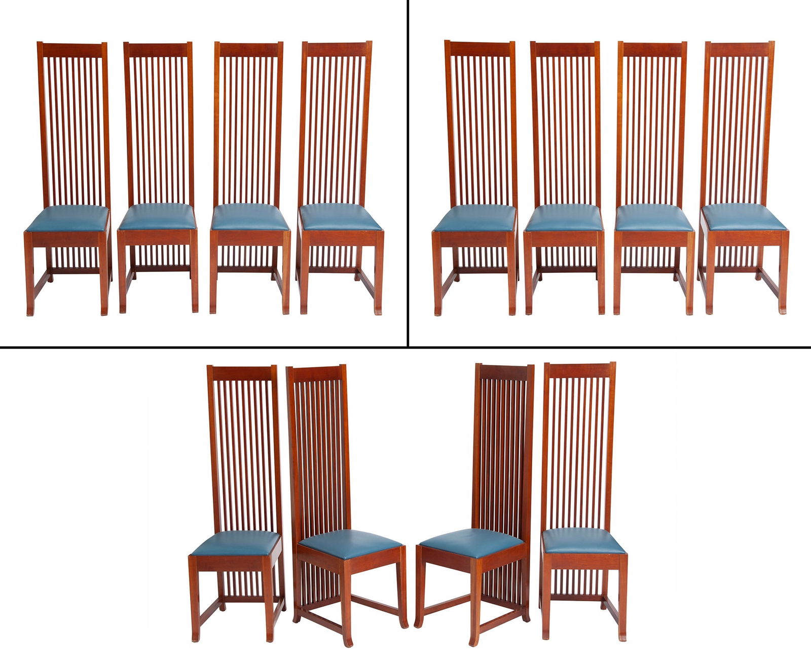 Custom Set of Twelve Frank Lloyd Wright Style "Robie" Dining Chairs 1992 (1 of 15)