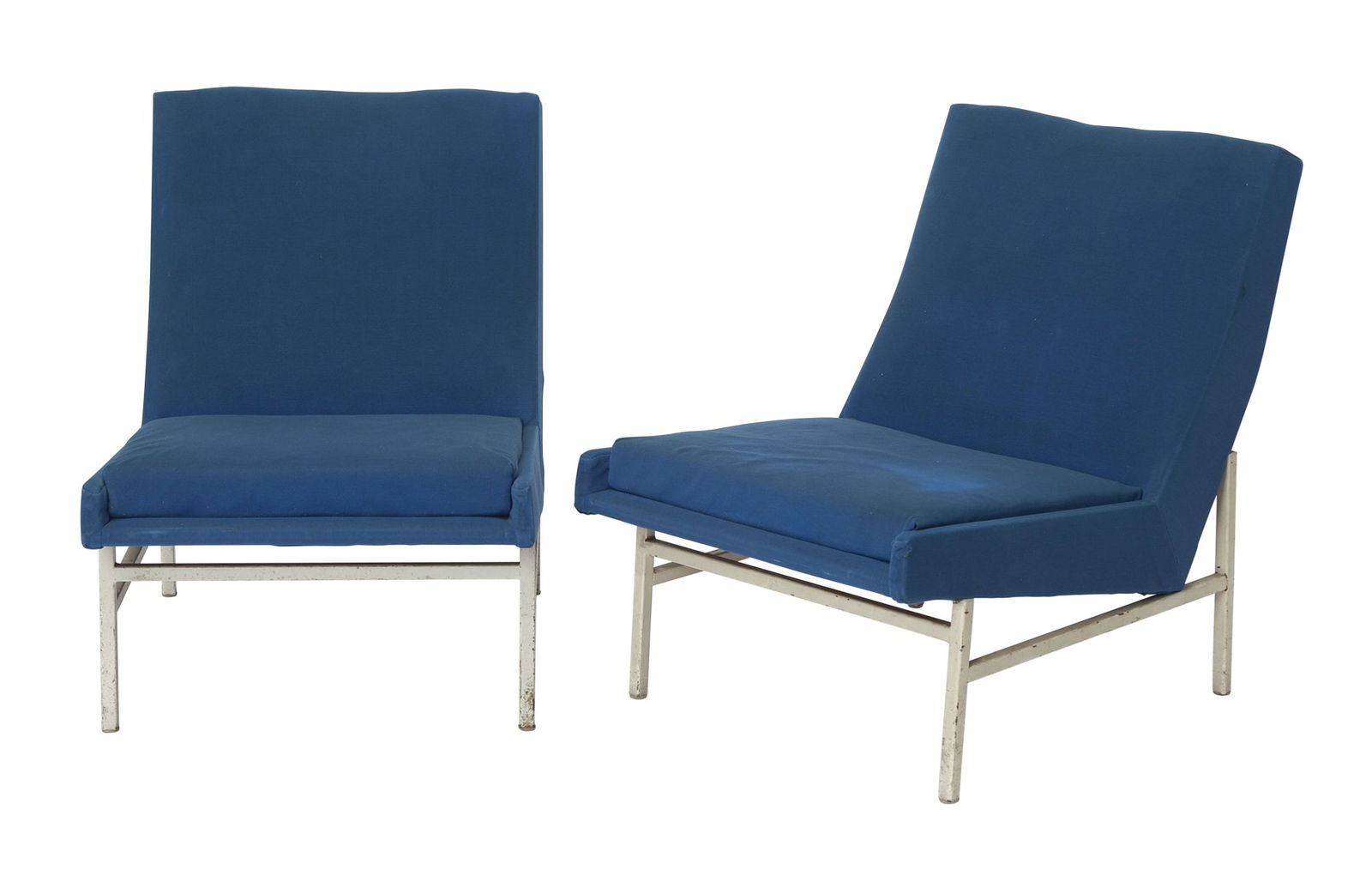 Pair of A.R.P. (L'Atelier de Recherches Plastiques) Metal and Upholstered Model 642 Lounge Chairs (1 of 4)