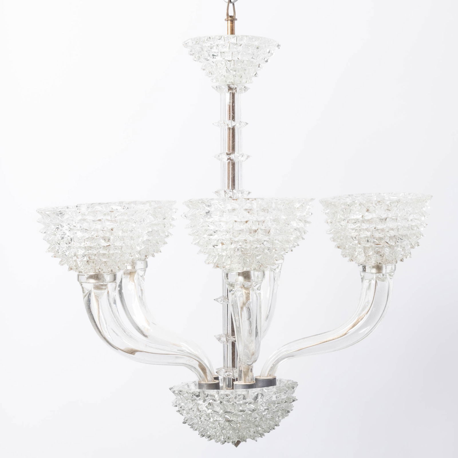 Barovier & Toso "Rostrato" Glass Five-Light Chandelier 1940s/50s (1 of 5)