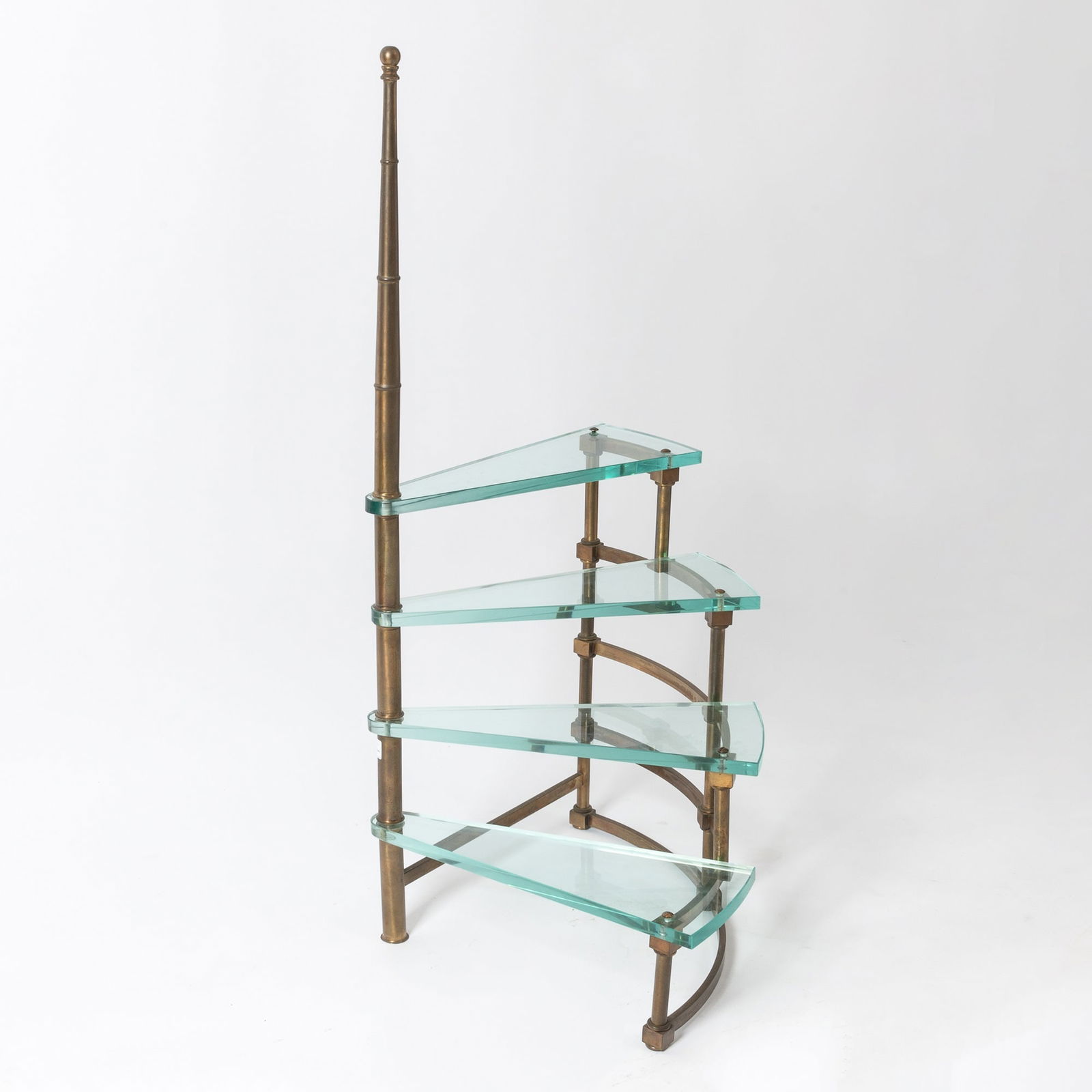 Contemporary Design Glass and Brass Curved Library Step Ladder Attributed to Fontana Arte, 1950s (1 of 4)