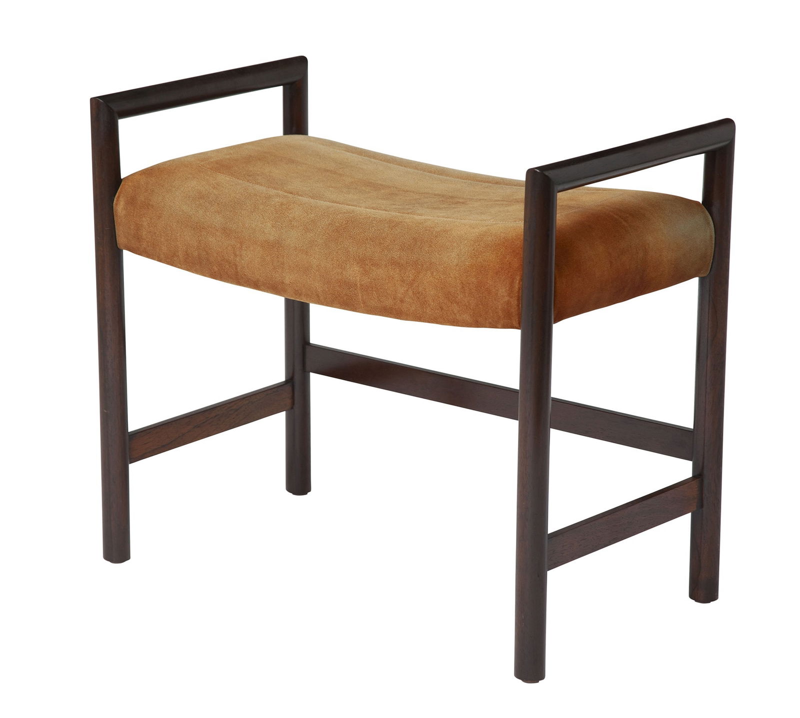 Edward Wormley for Dunbar Upholstered Dark Stained Wood Stool Mid 20th century (1 of 4)