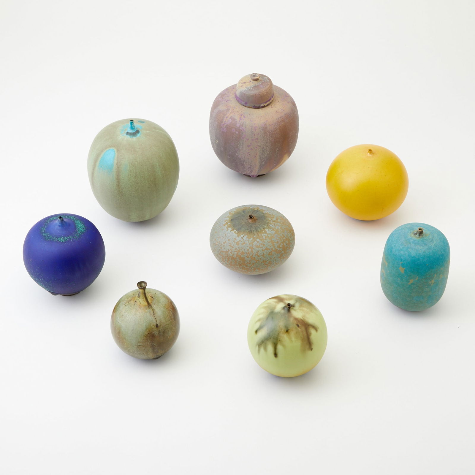 Group of Eight Rose and Erni Cabat Studio Glazed Earthenware "Feelie" Pots 1958 and later (1 of 5)