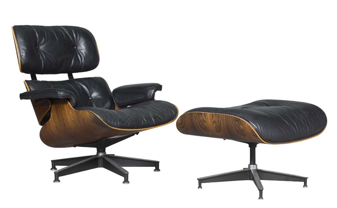 Charles & Ray Eames Upholstered Rosewood #670 Lounge Chair and #671 Ottoman For Herman Miller, (1 of 6)