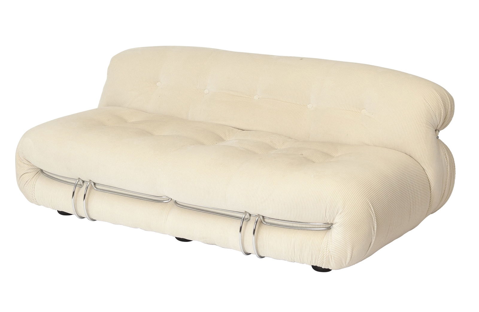 Afra and Tobia Scarpa for Cassina Chromed Metal and Upholstered "Soriana" Sofa Last quarter 20th (1 of 4)