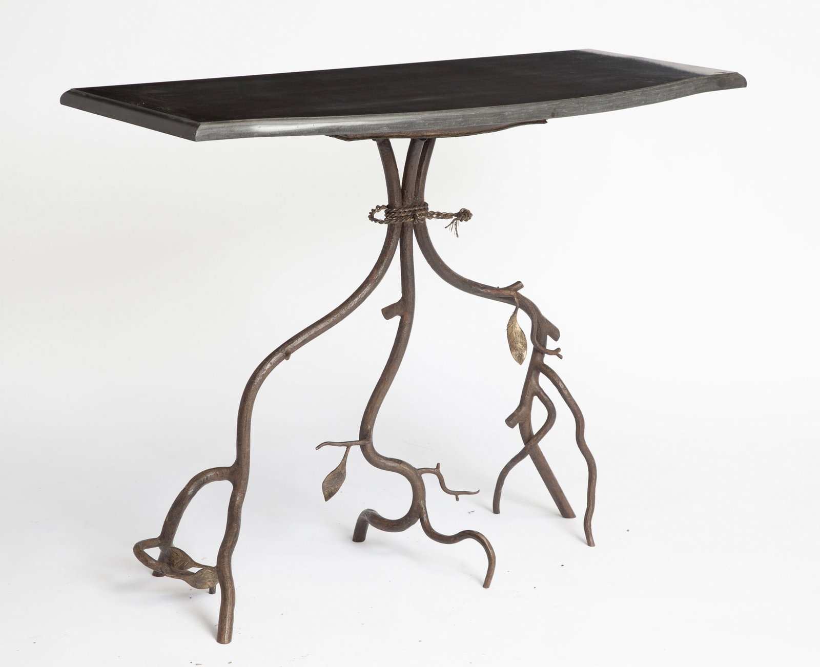 Carl Gillberg Style Iron and Marble Branch Form Console Late 20th century: Height 36 1/2 inches, width 47 1/2 inches, depth 22 inches.