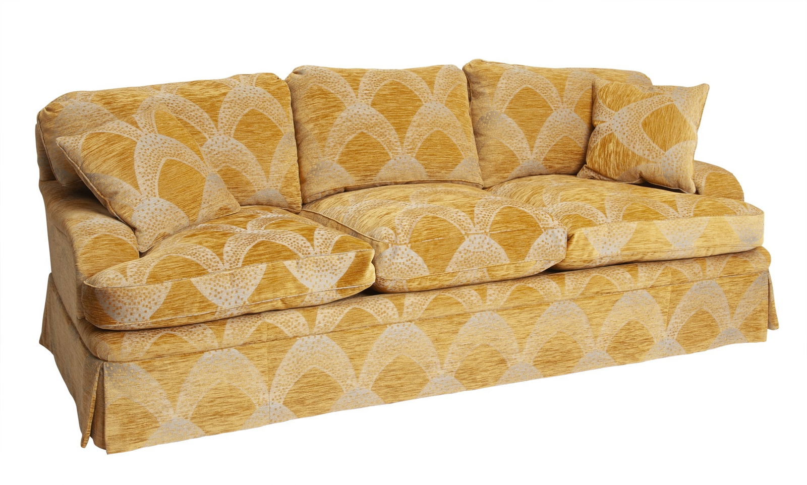 Contemporary Cut Velvet Upholstered Three-Seat Sofa 2000s (1 of 2)