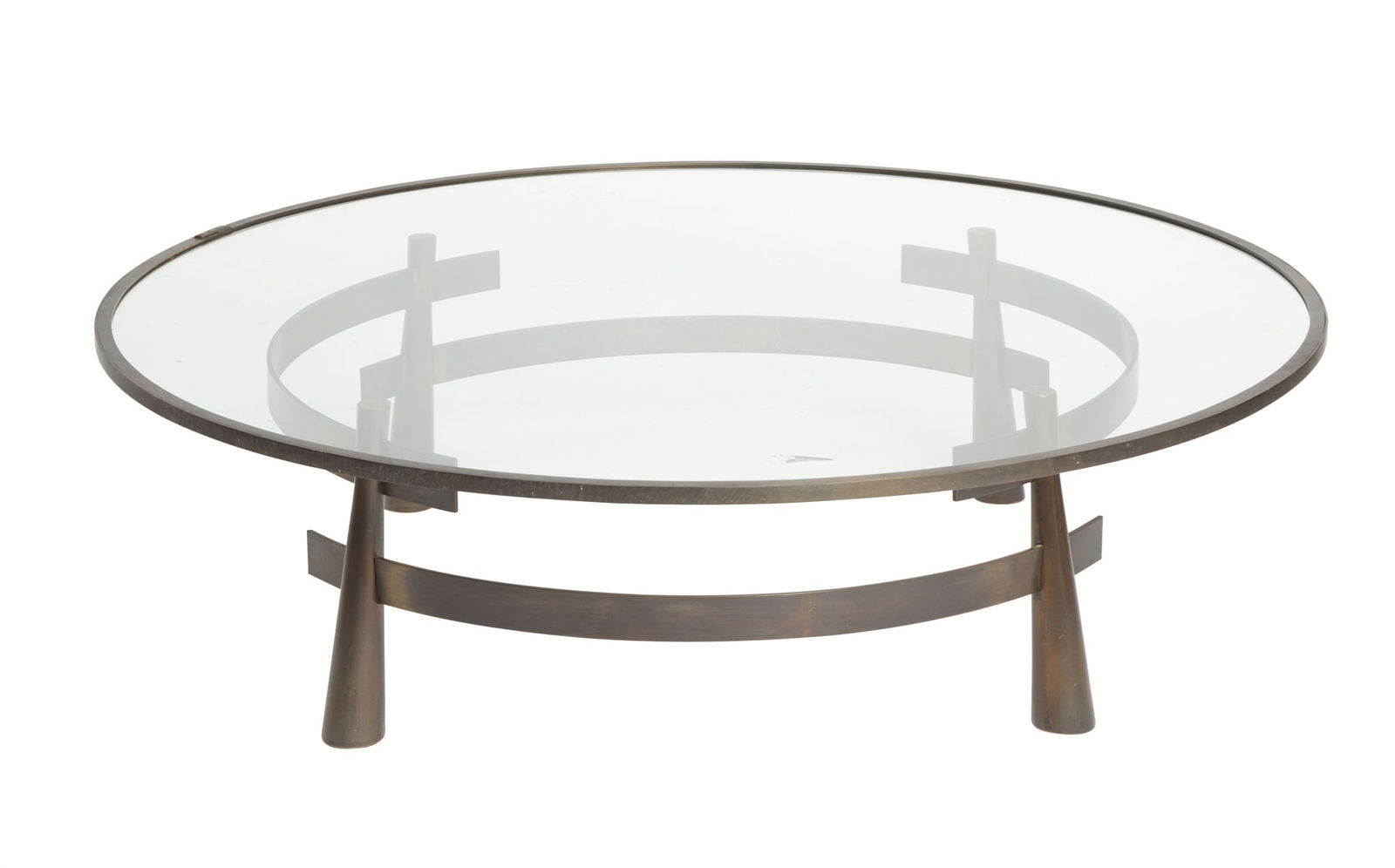 Blackman Cruz Patinated Brass and Glass “Tao” Coffee Table Contemporary (1 of 3)