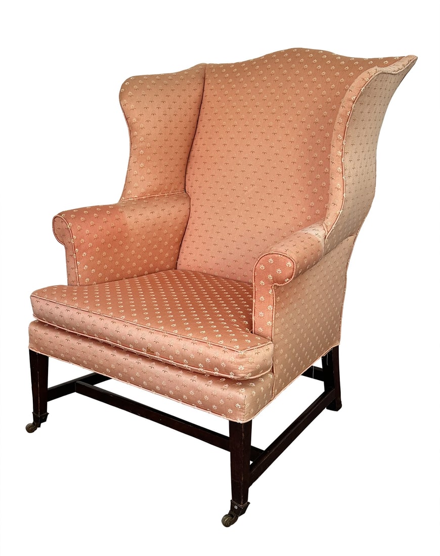 Federal Mahogany Upholstered Wing Chair Possibly Massachusetts, circa 1800 (1 of 6)