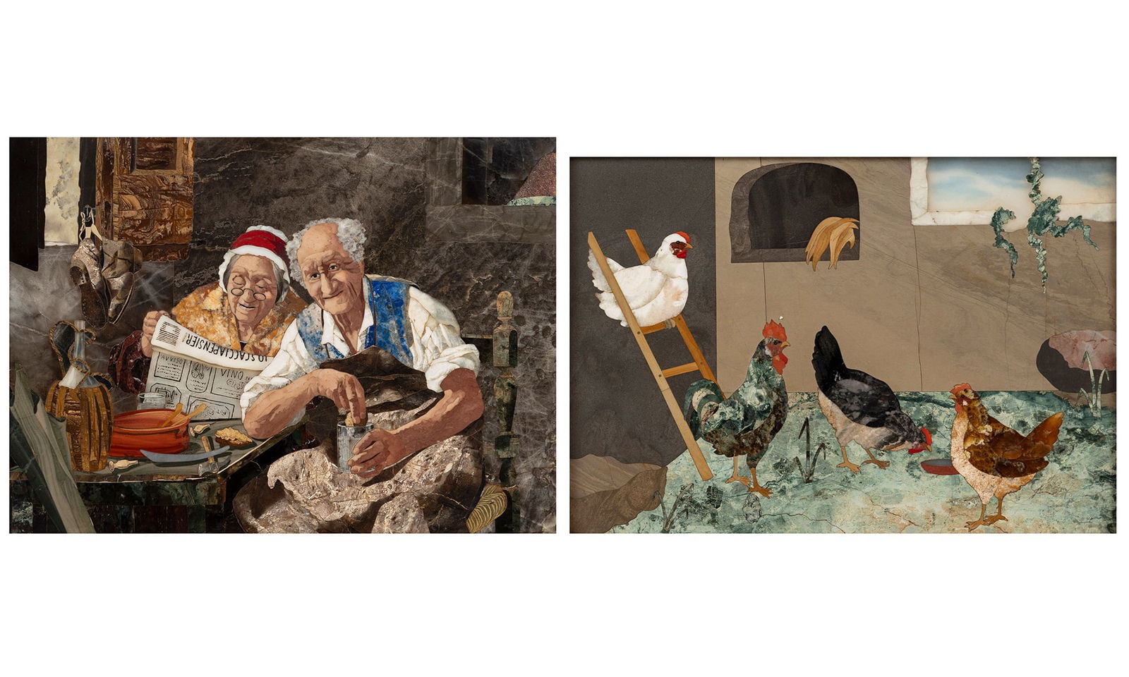 Two Framed Pietra Dura Plaques Italy, 20th Century (1 of 5)