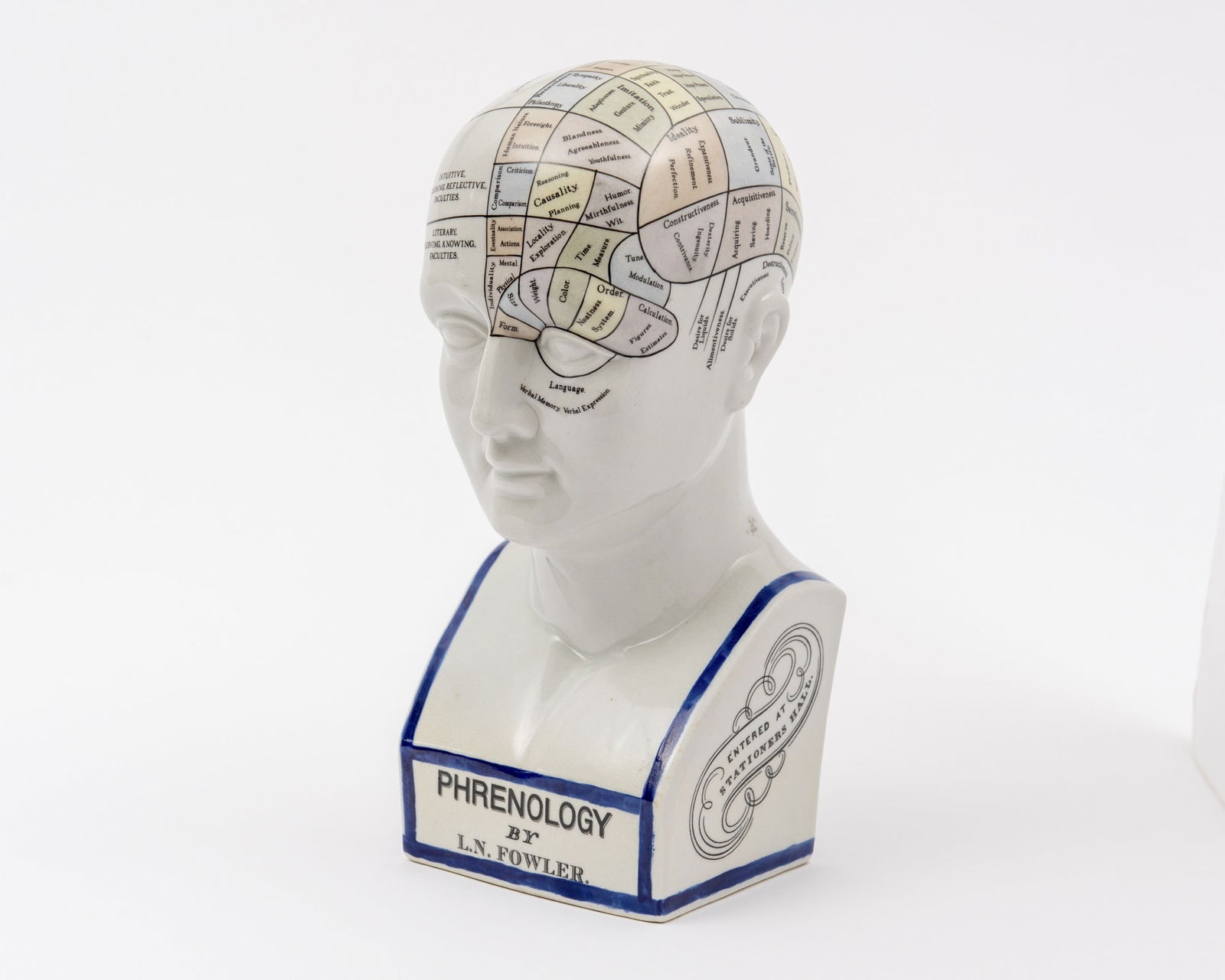 Porcelain Fowler's Phrenology Head 20th Century (1 of 3)