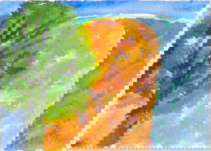 William Crozier: Scottish/Irish, 1930-2011Mediterranean Landscape, 1990Signed and dated Crozier 1990 (lr)Watercolor on paper4 1/2 x 6 1/8 inches (11.43 x 15.6 cm)
