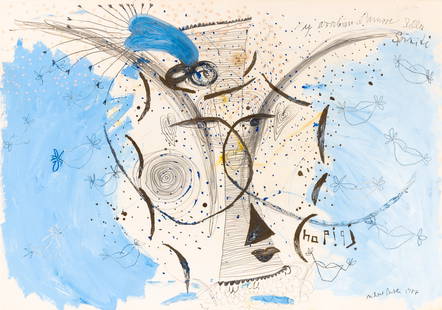 Michael Buthe: German, 1944-1994My Arabian L'Amore, 1977Signed and dated Michael Buthe 1977 (lr); also signed Buthe 77 and inscribed as titled (ur)Oil, acrylic and graphite on paper27 1/2 x 39 1/4 inches (69.9 x 99