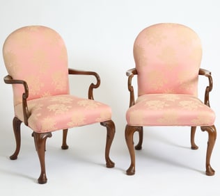 Pair of George I Style Walnut Armchairs