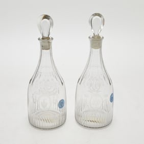 Pair of George III Etched Glass Decanters