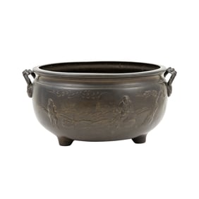 A Japanese Tripod Bronze Jardiniere Meiji Period