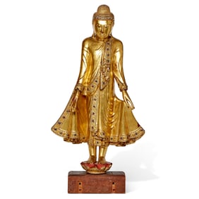 A Burmese Giltwood Figure of Buddha 19th -20th century