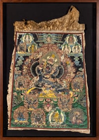 A Tibetan Thangka of Yamantaka Yab Yun 20th Century