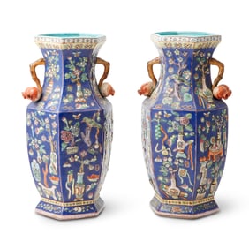 A Pair of Chinese Enameled Porcelain Vases 20th Century
