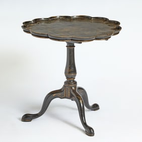 Victorian Black and Gilt Japanned Tripod Table