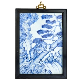 A Chinese Porcelain Blue and White Porcelain Plaque 20th Century