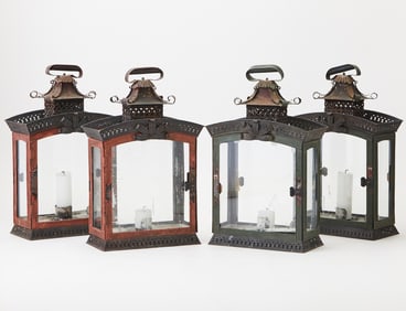 Set of Four Tôle Peinte Lanterns