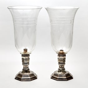 Pair of Régence Style Glass and Silvered Metal Photophores