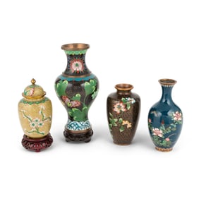 A Group of Four Cloisonne Enamel Blossom Vases Early 20th Century