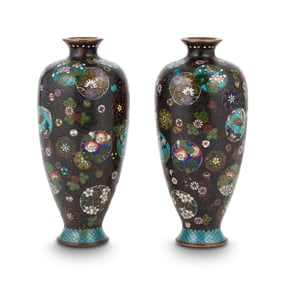 Pair of Chinese Cloisonné Enamel Vases