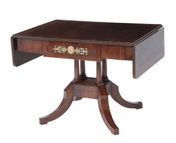 Biedermeier Mahogany and Rosewood Drop Leaf Sofa Table