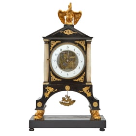 Austrian Gilt-Bronze Mounted Ebonized Clock Circa 1830