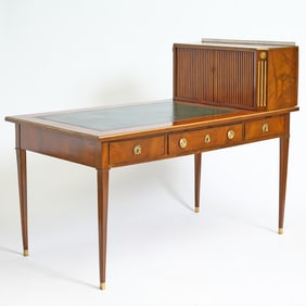 Baltic Brass-Mounted Mahogany Bureau Plat en Cartonnier