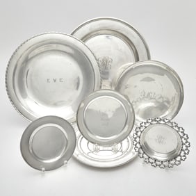 Group of American Sterling Silver Trays and Dishes 20th Century