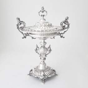 Continental Silver Plated Covered Compote Probably late 19th century