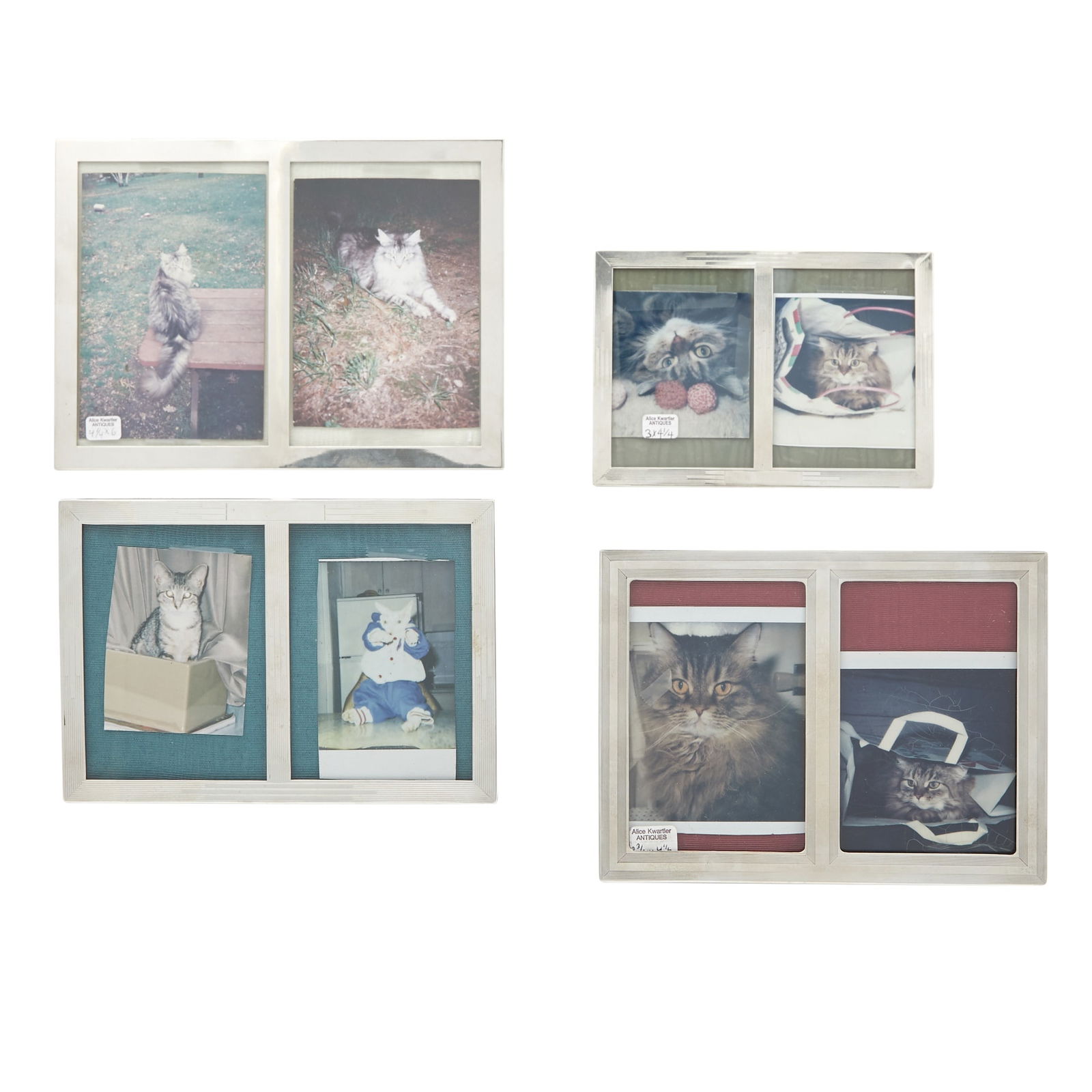 Four American Sterling Silver Double Picture Frames 20th Century (1 of 4)