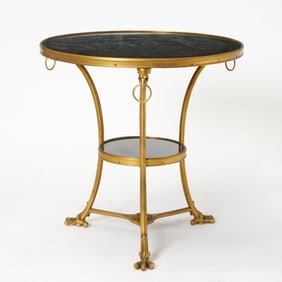Directoire Style Gilt-Metal Mounted Marble Top Gueridon