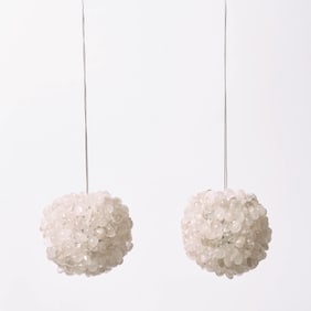 Pair of Rock Crystal Ball Pendant Ceiling Lights