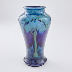 William Moorcroft 'Moonlit' Blue Glazed Earthenware Vase