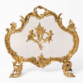 Louis XV Style Gilt Brass Fireplace Screen