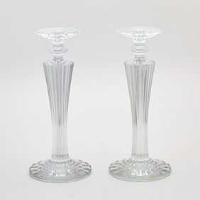 Pair of Baccarat Glass "Mille Nuits" Candlesticks