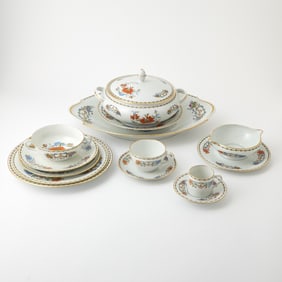 Assembled Raynaud & Co. Limoges Gilt and Floral Decorated Porcelain Partial Table Service