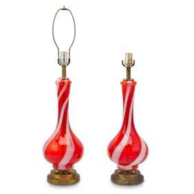 Pair of Italian Murano Glass Table Lamps