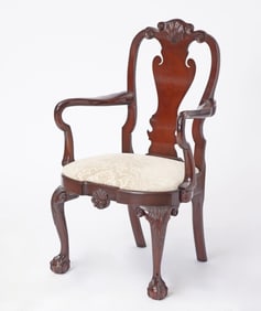 Queen Anne Style Mahogany Open Armchair Kindel Furniture Co.