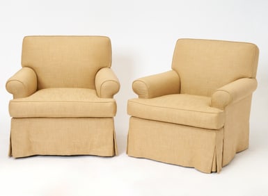 Pair of Upholstered Club Chairs