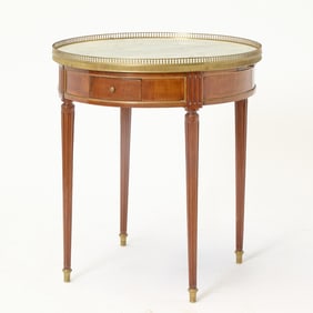 Louis XVI Style Marble Top Mahogany Bouillotte Table
