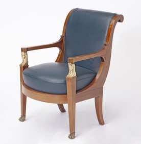 Empire Parcel-Gilt and Ormolu-Mounted Mahogany Fauteuil