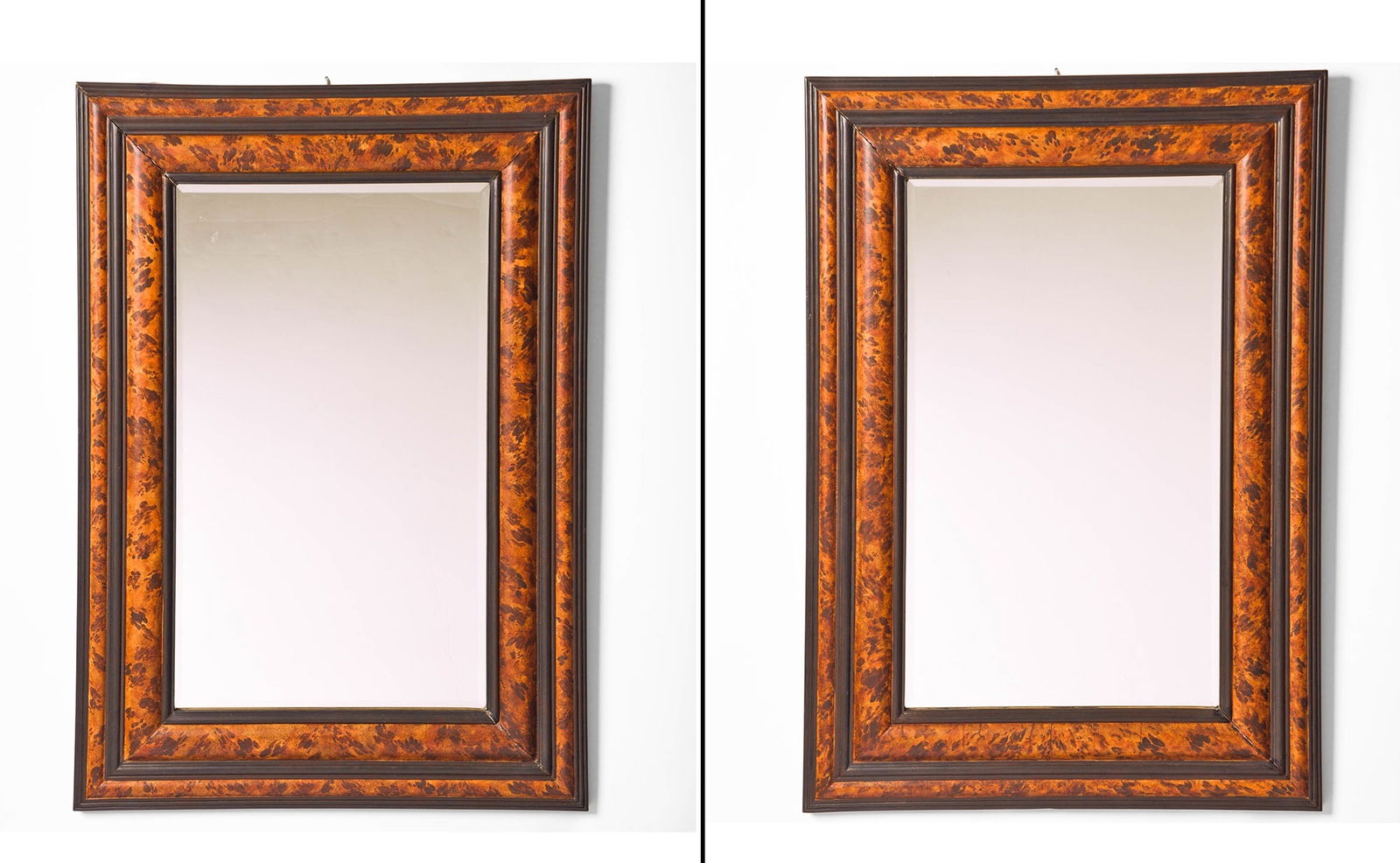 Pair of Part-Ebonized and Faux Tortoiseshell Paint-Decorated Mirrors (1 of 6)