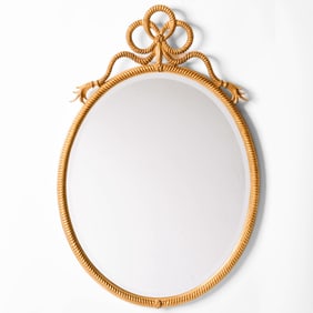 Neoclassical Style Gilt Wood Twisted Rope-Form Oval Mirror