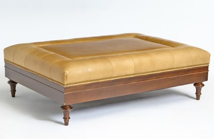 Leather Upholstered Mahogany Ottoman Hickory Chair Company